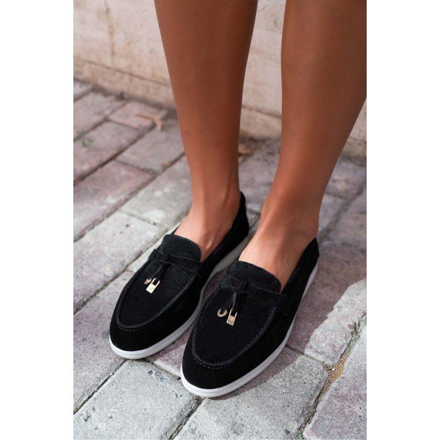 Mocasini de dama din piele intoarsa autentica