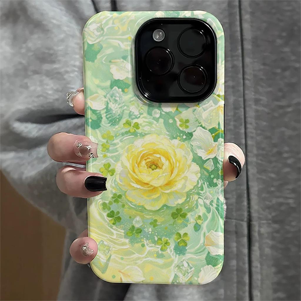Film 2-in-1 oil painting lotus for iphone17promax Apple 15PRO/16 mobile phone case