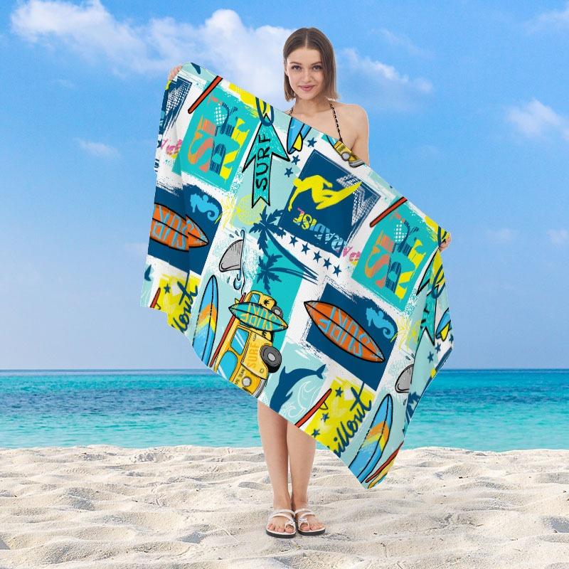 Tropical Sunset Palm Tree Polyester Beach Towel Quick Dry Sand Free Bath Towel For Summer Vacation Swim Pool Seaside Surf