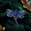 Rhinestone Gemstone Dragonfly Brooch for Women Silk Scarf Pin Insect Design Crystal Embellished Jewelry Accessory for Clothing and Bags