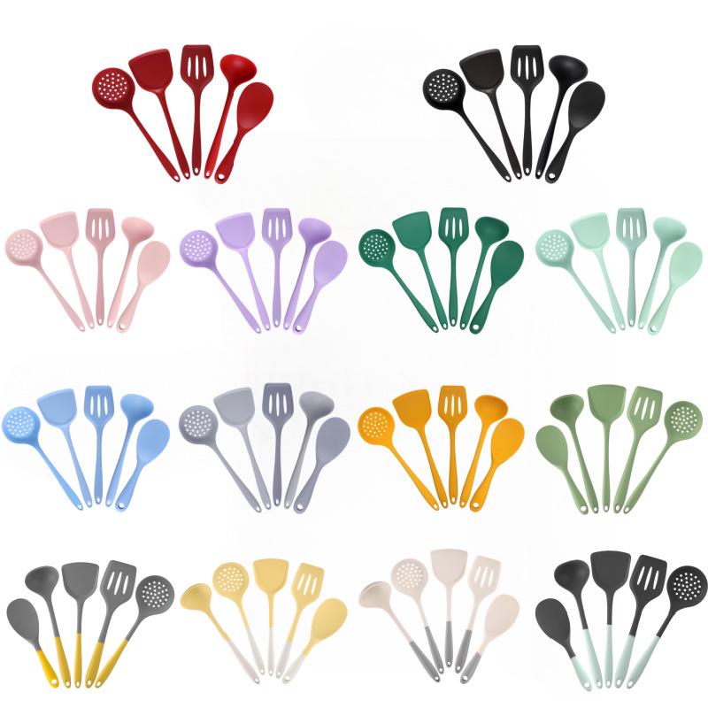 Silicone Kitchen Utensil Set: Ladle, Spatula, Scraper, Turner, Oil & Basting Brushes, Whisk, Tongs for Cooking & Baking.