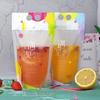 Portable Disposable Beverage Bags with Straw 450ML Ice Drink Pouches Leak Proof Resealable Drink Pouches