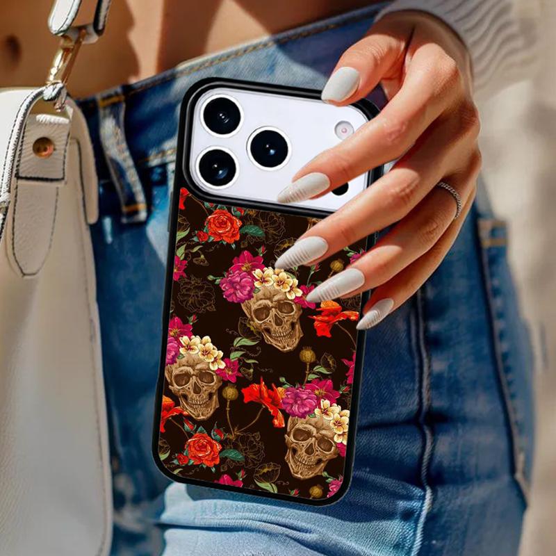 Catrina Beautiful Rose Girl Skull soft Phone Case For iPhone 17 Air 14 15 13 12 Max Cover For Apple 16 16e 11 Pro Max Plus Coque