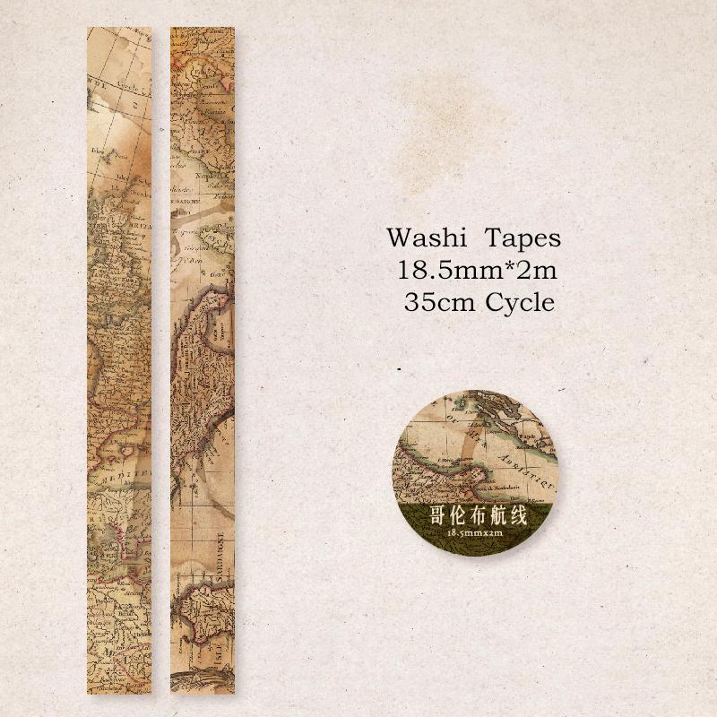 Journamm 18.5mm*2m Retro Washi Tapes for Junk Journal DIY Scrapbooking Creative Stationery Decor Diary Marking Adhesive Tapes