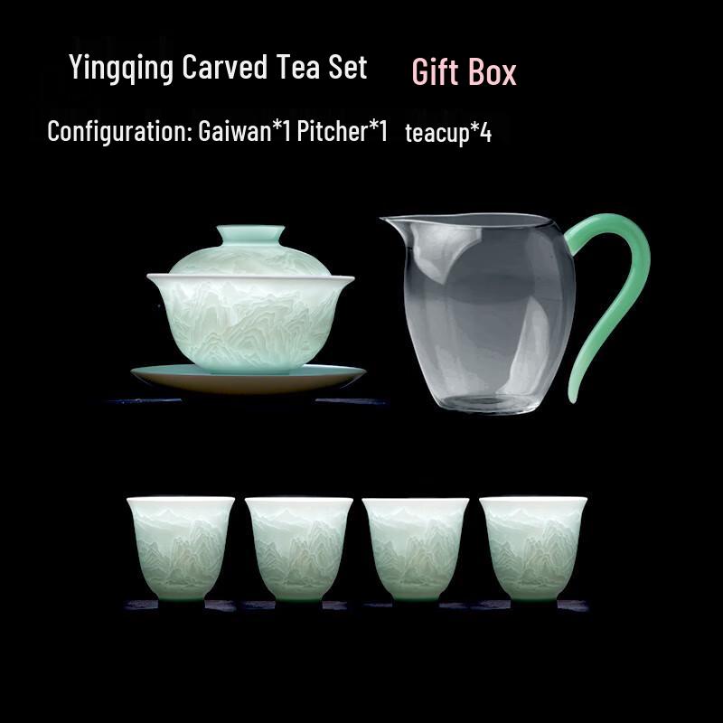 Minimalist Celadon Ceramic Gaiwan Kung Fu Tea Set