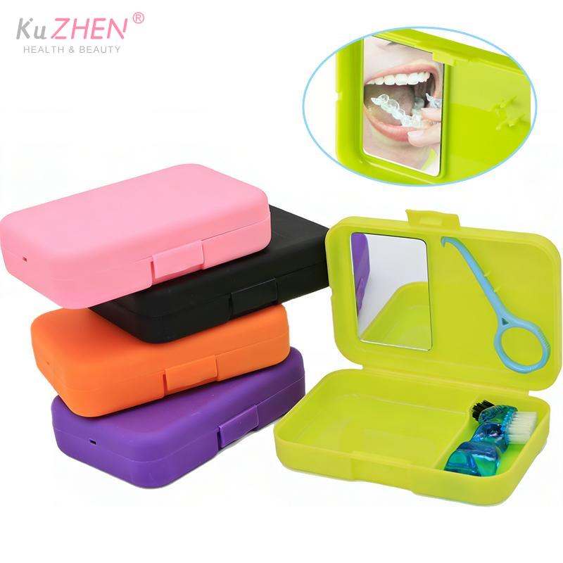 1 Stück Nylon Dentalreinigungs-Set mit Spiegel, Reise-Zahnprothesenbürste & Zahnspangen-Entferner, Mundhygiene-Set, Interdentalbürste, Mundpflege