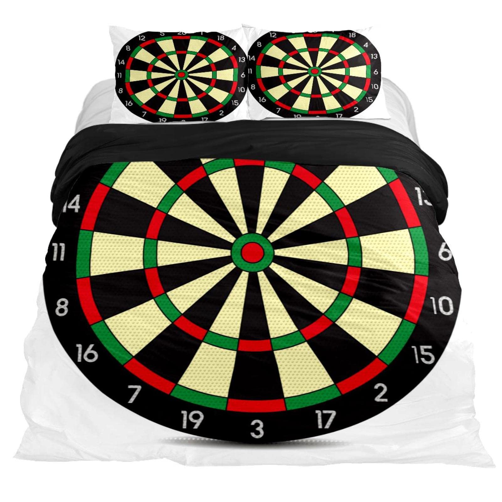 

Набір підодіяльників з малюнком дартсборду, Комплекти постільної білизни з дартсбордом 2/3 шт. Приємний для шкіри Набір підодіяльників Блискавка та Полум я Розмір Full Queen US Twin(172x218cm)