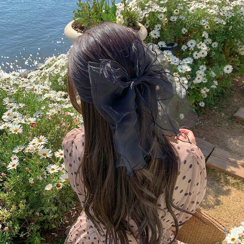 Summer Large Organza Hair Bow Clips for Women Korean Ins Bowknot Ponytail Hairpins Fashion Barrettes Hair Accessories