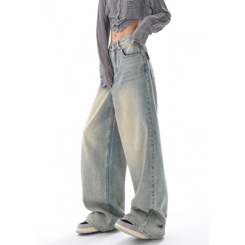 Autumn Retro Jeans Loose and Thin Mopping Wide-leg Pants Trousers Women
