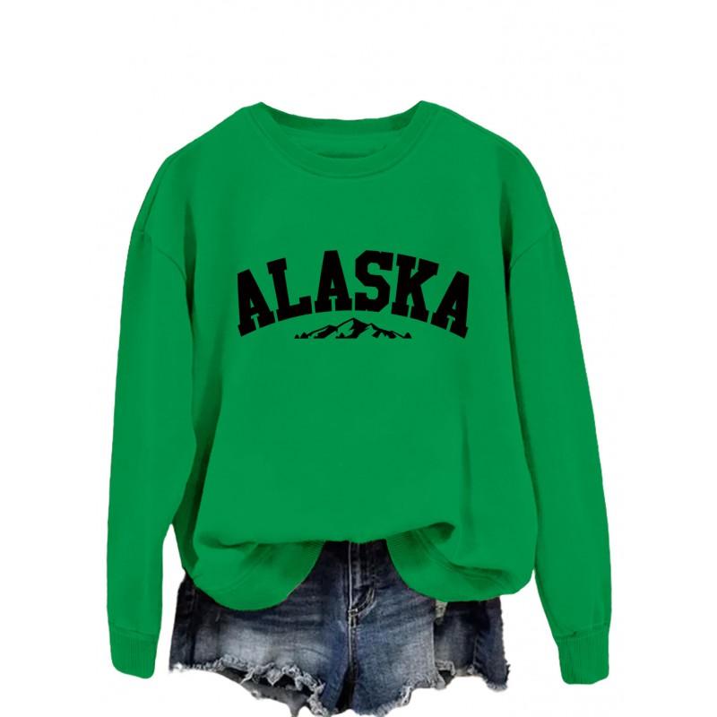 Womens Oversized Crewneck Long Sleeve Sweatshirt Casual Streetwear Printed Cotton Hoodie-Free Size S-XXL