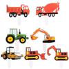 7-Pack Construction Vehicle Cake Toppers - Kids Birthday Party Excavator Dessert Decorations