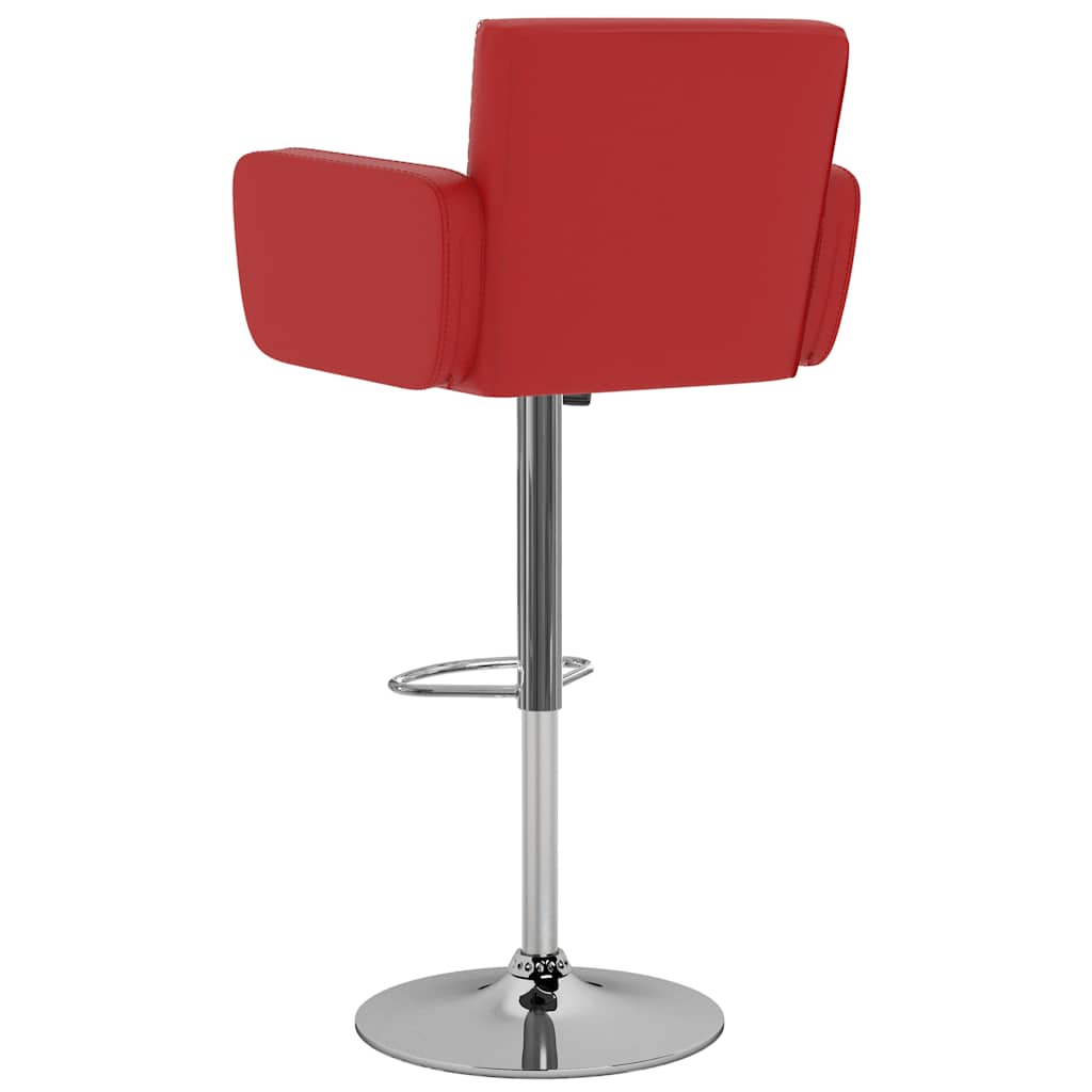 Bar Stool Set 2 Pieces Red Faux Leather