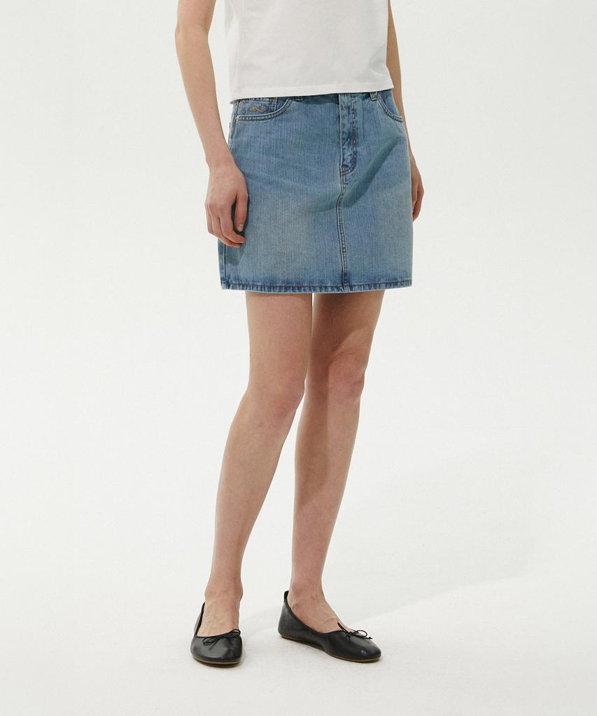PLAC WOMEN Vintage Washed Denim Mini Skirt Light Blue