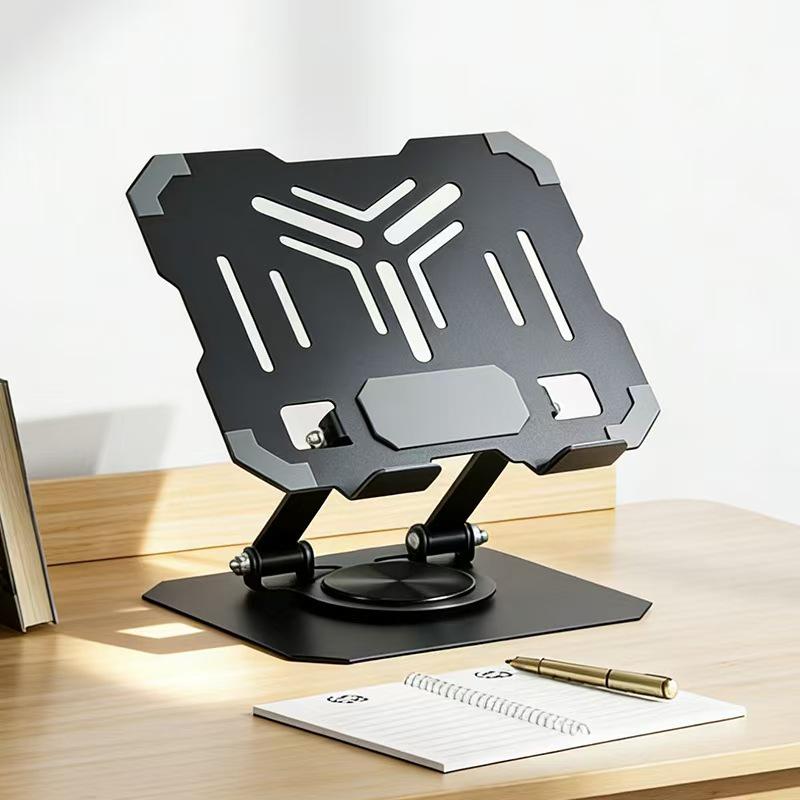 All-Metal 360° Rotating Phone & Tablet Stand, Adjustable Multi-Angle, Desktop Foldable Cooling Holder.
