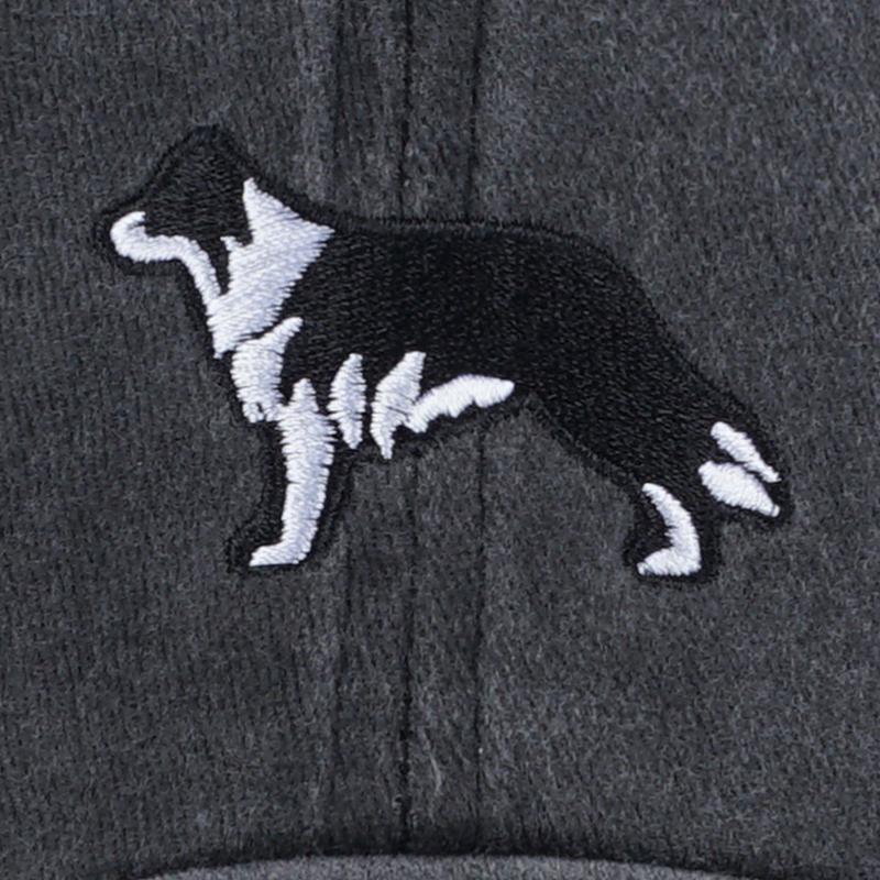 Mlfo Border Collie Embroidered Washed Baseball Cap – Spring/Summer Fashion Hat, Unisex, Adjustable Sun Hat, Casual Hat