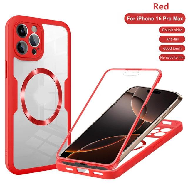 For IPhone 16 15 14 11 12 13 Pro Max 360° Fully Protected Double-sided Magnetic Cases For Magsafe Wireless Charge Protect  Cover