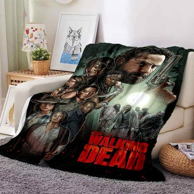 1 szt. Koc z motywem The Walking Dead, Miękki flanelowy, Przytulny na każdą porę roku, Poliestrowy, Idealny do domu, biura