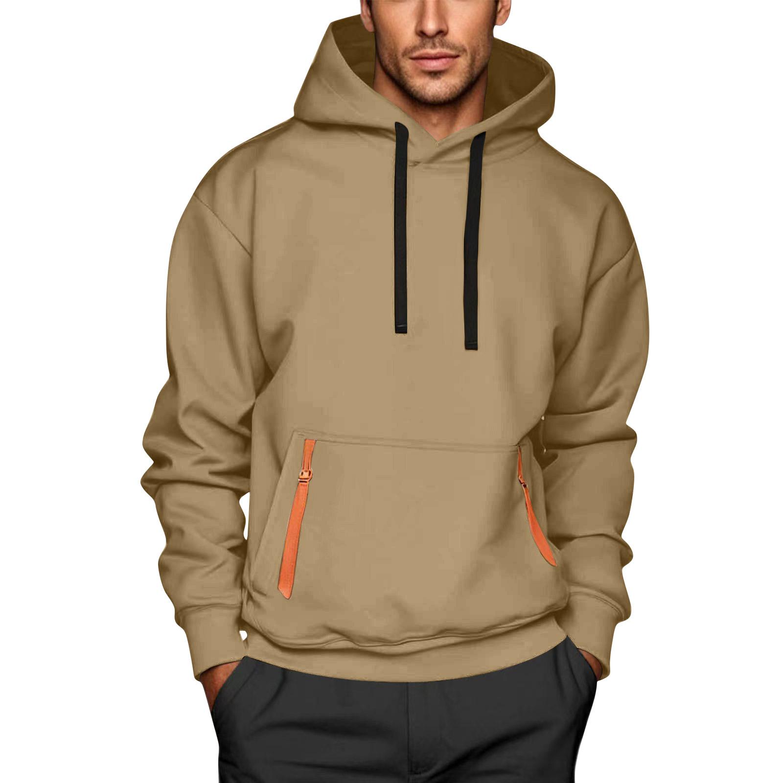 

Мужская толстовка с капюшоном на молнии, карманный кардиган, мужская спортивная повседневная толстовка большого размера XXL хаки
