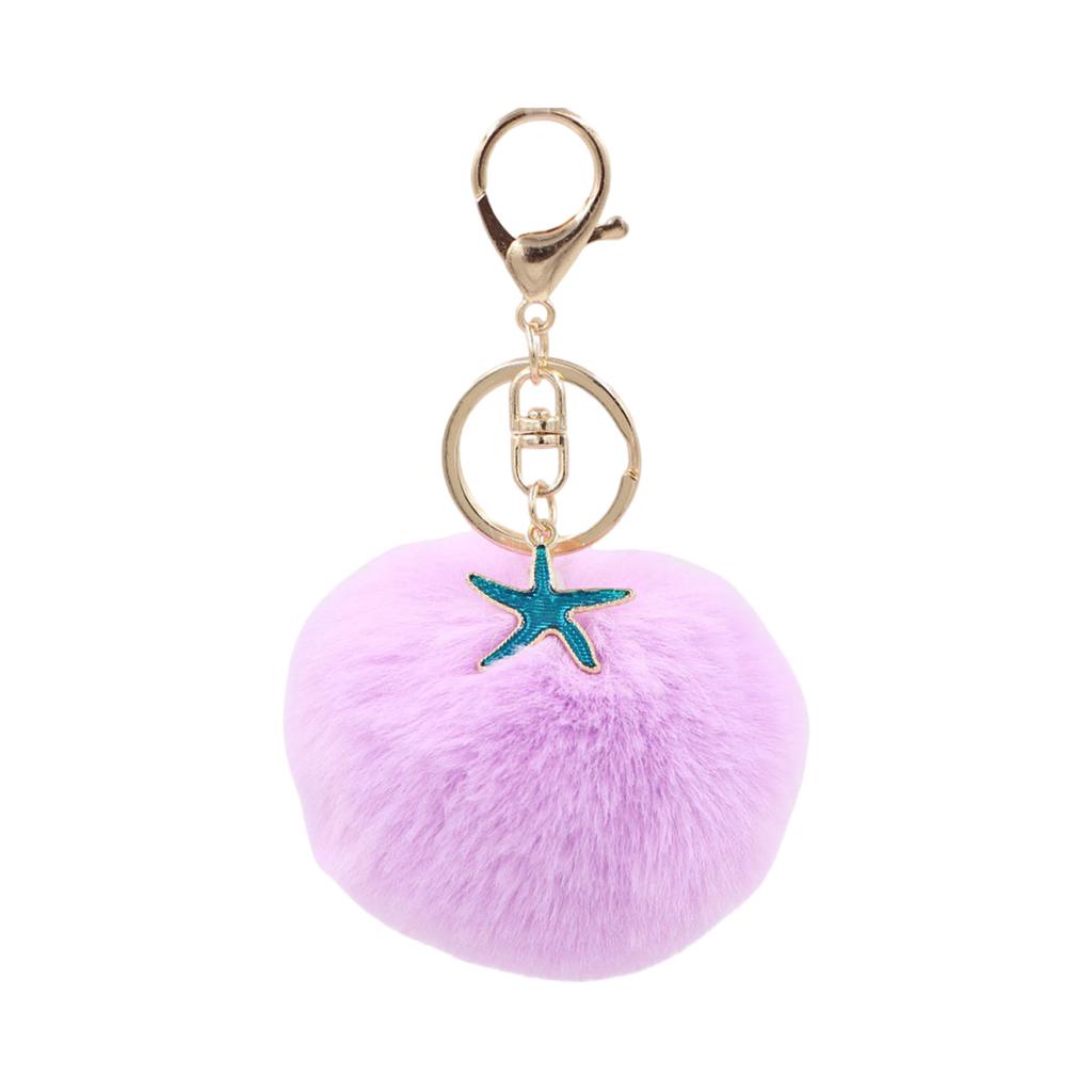Soft Plush Starfish Keychain Accessory Durable Starfish Furry Sphere Keychain Key Chain Accessory for Fashion Lovers