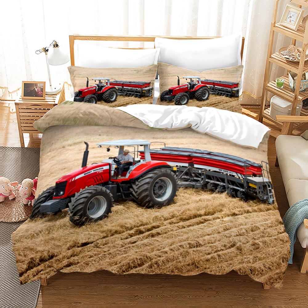 Bedding Three-Piece Set 3D Digital Printing Cool Tractor Series Bedding Three-Piece Set