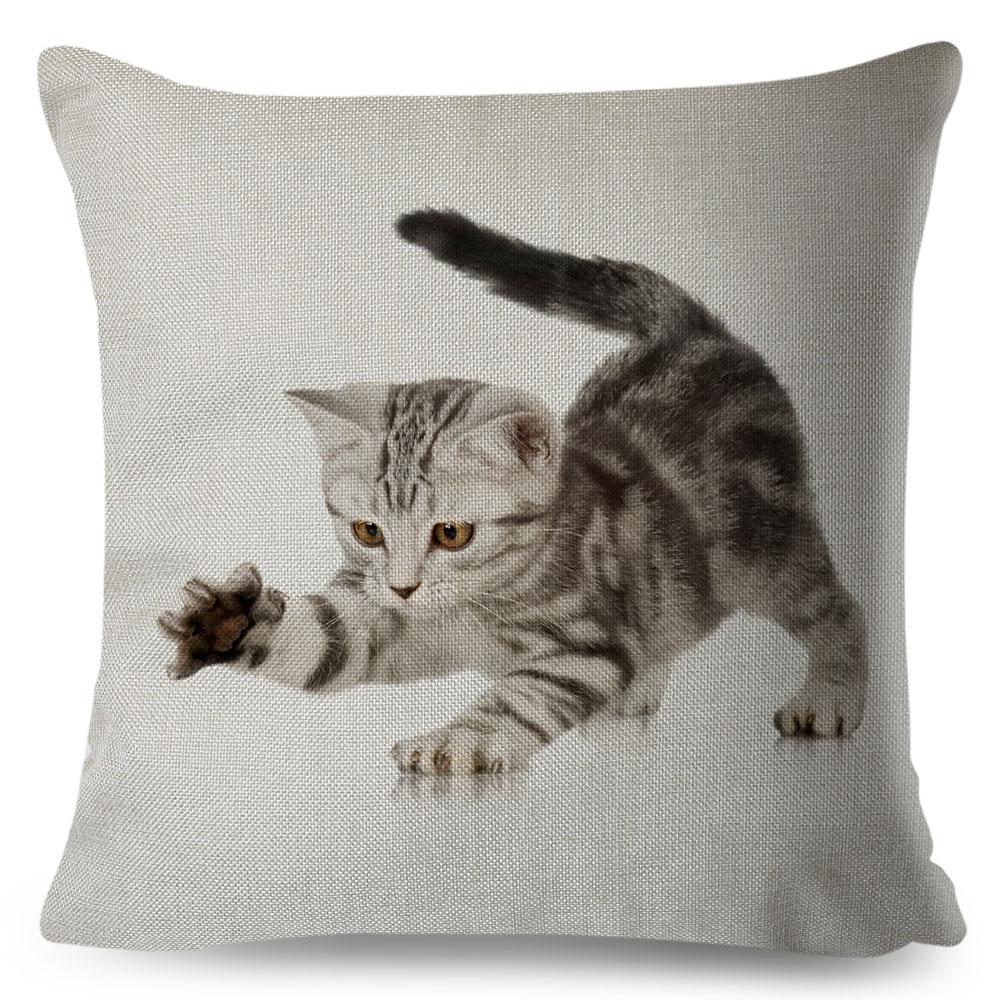 Cute Cat Pillowcase Decor Lovely Pet Animal Print Cojines Cushion Cover Polyester Pillow Case for Home Sofa Children Room 45x45