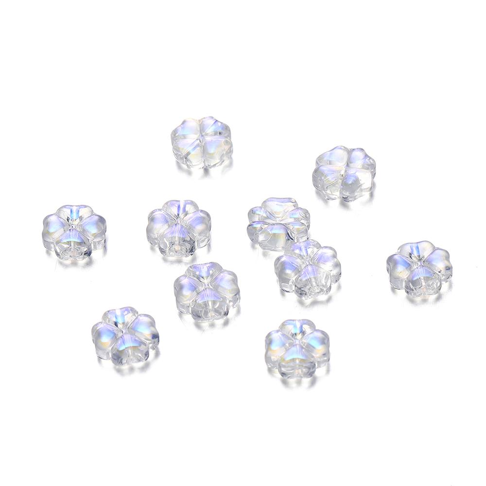 10/20pcs 10mm Czech Lampwork Crystal Flower Spacer Beads Flat Round Loose Beads For DIY Jewelry Making Supplies Accessories