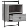 Wall Mounted Nightstand Grey Sonoma 40 x 30 x 61 cm Particleboard