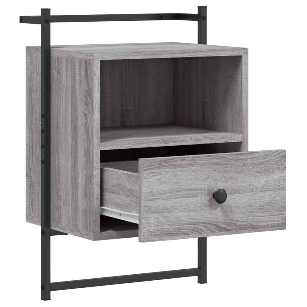 Wall Mounted Nightstand Grey Sonoma 40 x 30 x 61 cm Particleboard