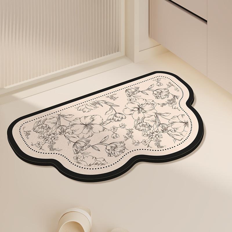 Diatom mud simple and luxurious European style floor mat for bathroom and toilet, strong water absorption and anti slip foot mat