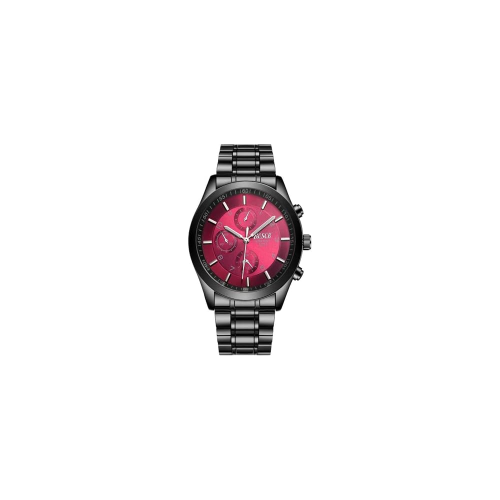 Men s Simple Stylish Watch Black and Red Easy-to-Read Design