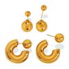 Gold Non-fading C-shaped Stainless Steel Stud Earrings with European & American Niche Design