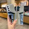 Lüks 2IN1 makyaj aynası telefon kılıfı için Samsung Z Fold 3 ZFold 4 Fold 5 Sert Akrilik Tpu Silikon Darbeye Dayanıklı Koruma Kapağı