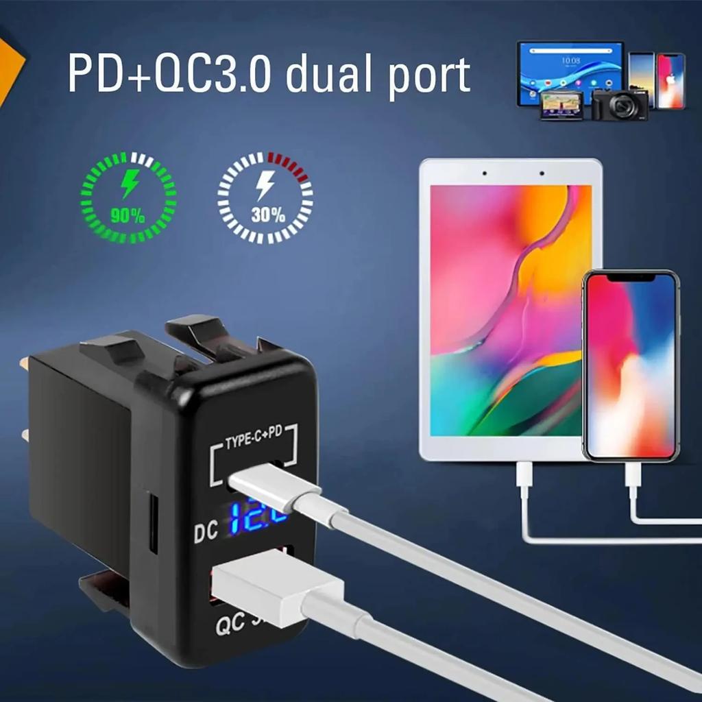 USB Car Charger Socket Quick Charge 3.0 PD USB C Fast Charging Power Outlet Adapter 12V 24V Vehicle Integration Toyota Vehicles
