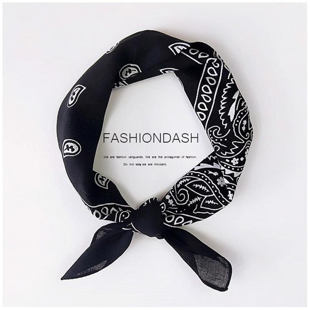 kakatrend Bandana 100% Cotton Men's Paisley Black Adults Stylish Handkerchief Cotton Bandana Unisex Durag 3-Piece Set black 55cm x 55cm