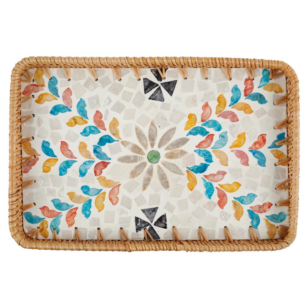 Boho Rattan Kitchen Food Storage Tray Rectangle/Round Handwoven Rattan Basket Multifunction Fruit Snack Basket Home Supplies