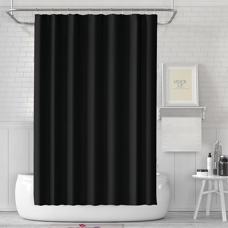 

Lightweight Shower Curtain Liner with Hooks – 71x71 Inch Plastic Waterproof Bath Liner for Bathroom 180x180cm чёрный