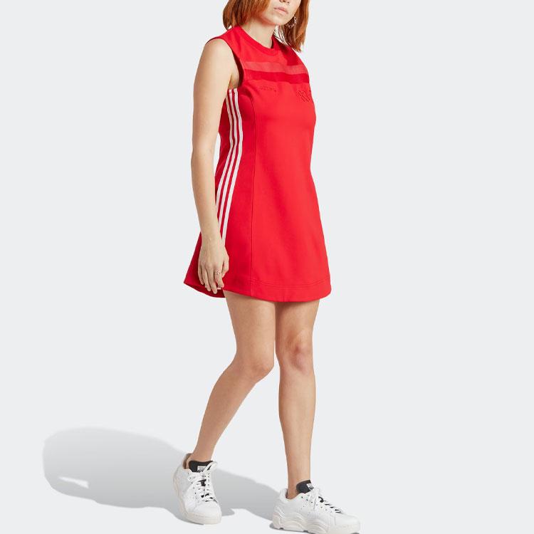 adidas Originals Blue Version Series Striped Print Sleeveless Dress Women Dresses Red HR3420