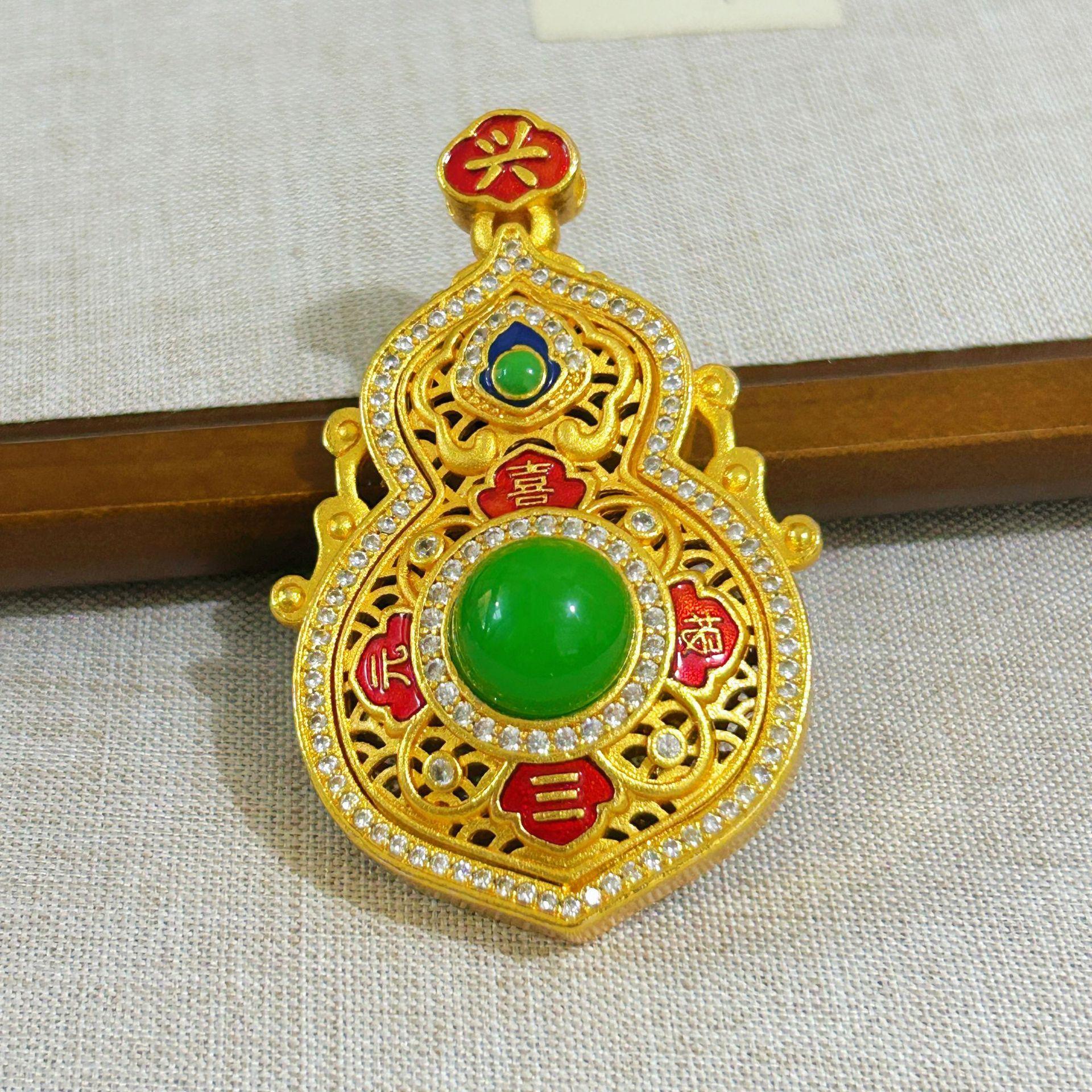 Gourd pendant necklace court style niche design sense large gourd pendant jewelry