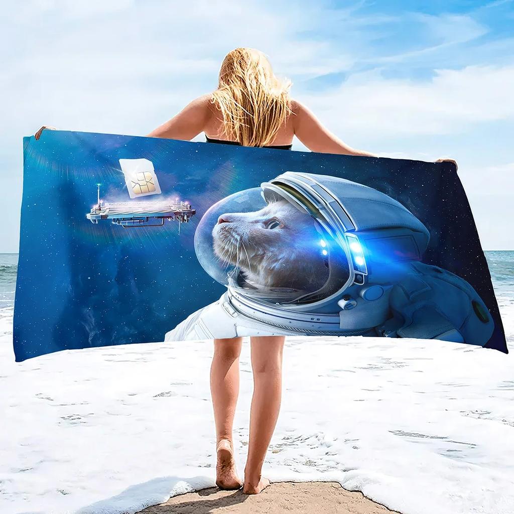 Galaxy Astronaut Beach Towel,Beach Blanket Large Microfiber Shower Bath Towels Yoga Towel,Soft Water Absorbent Beach Throw