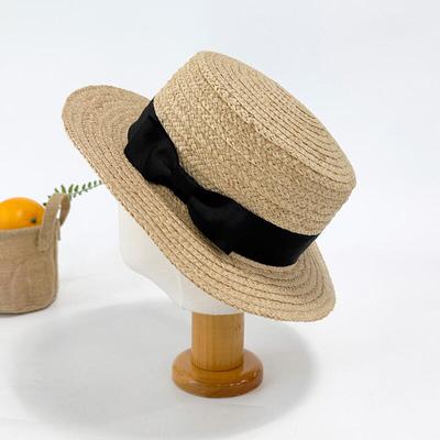 Women's Ribbon SS Boater Hat Raffia Hat