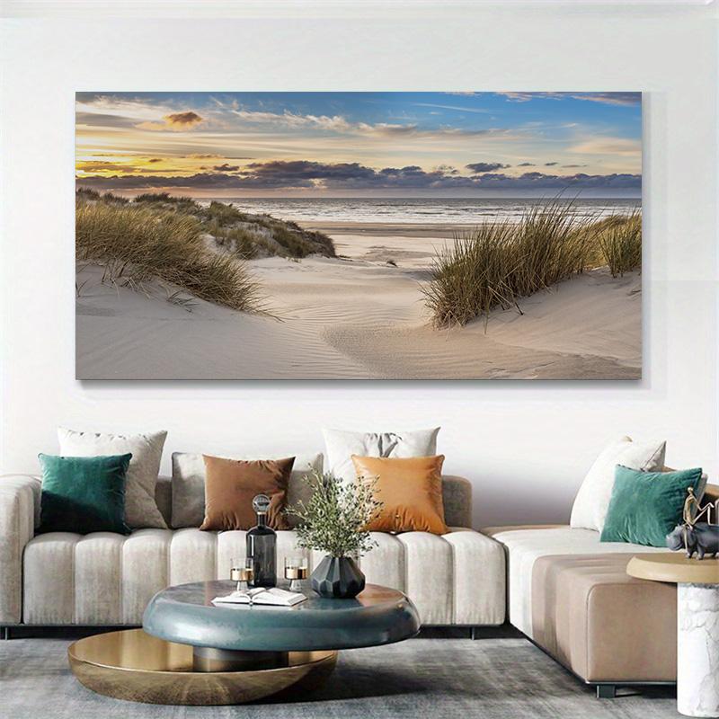 Nordic Seaside Beach Sunset Canvas Wall Art Landscape Painting for Living Room Decor Coastal Sea Prints Home Decor