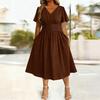 Women Dress Casual V Neck A-Line Maxi Dress Swing Long Dress Plus Size Flowy Beach Sundress for Party Office Daily Wear