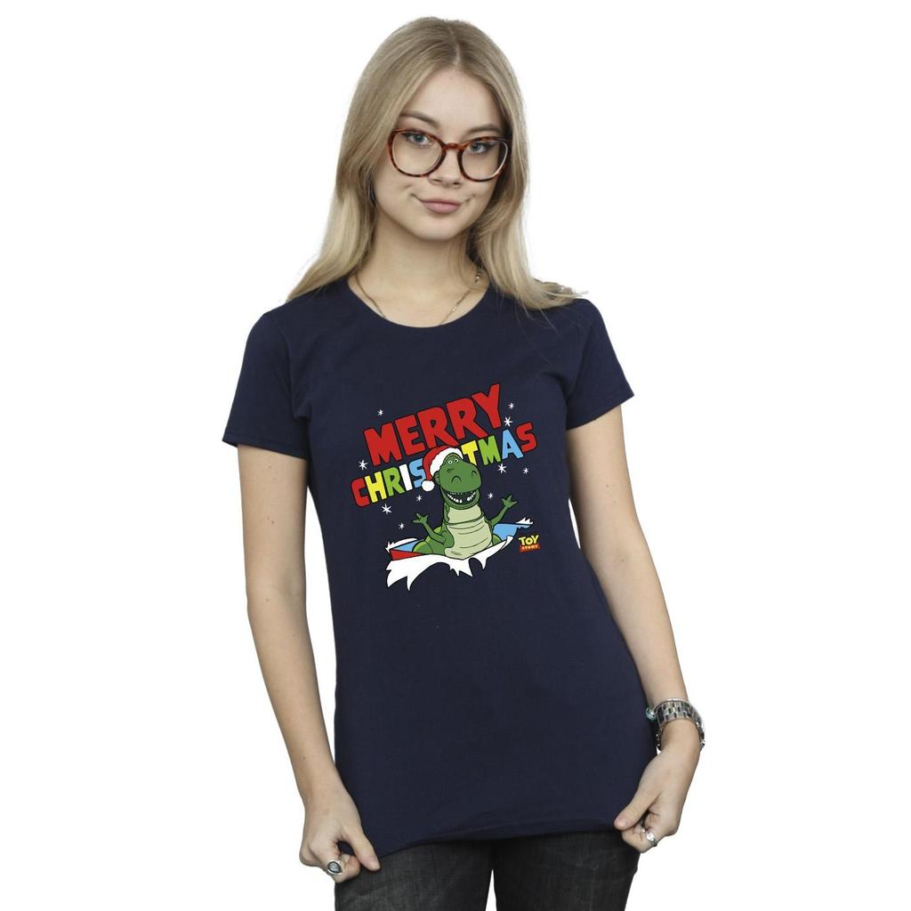 Disney Womens/Ladies Toy Story Rex Christmas Burst Cotton T-Shirt