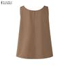 ZANZEA Women Casual Round Neck Loose Sleeveless Lace Crochet Tank Tops