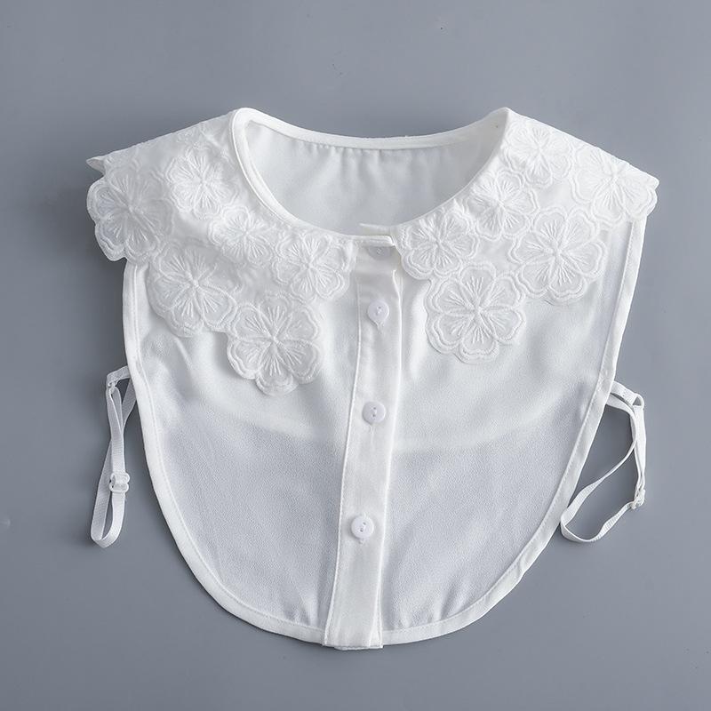Women Embroidery Lace Detachable Lapel Fake Collar Shirt White Ruffles False Collar Woman Removable False Blouse Nep Kraagie