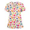 Quick-Drying Printed T-Shirt Short-Sleeved V-Neck Dental Oral Hand Wash Clothes Beauty Salon Pet Hospital Doctor Nurse Overalls