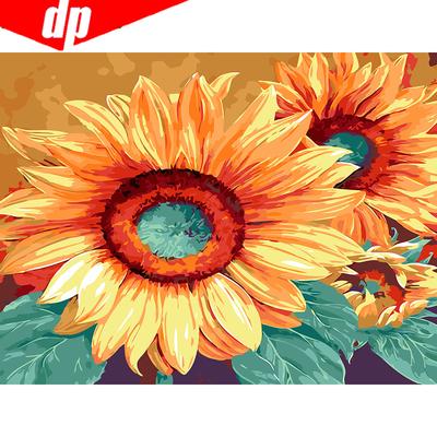 Immagini di fiori con numeri Wall Art Girasole Pittura fai da te Tela dipinta a mano Decorazioni per la casa
