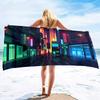 Cyber Style City Night Scene Sand Towel Beach Blanket Sand Free Microfiber Quick Drying Swimming Pool Towels Camping Towels