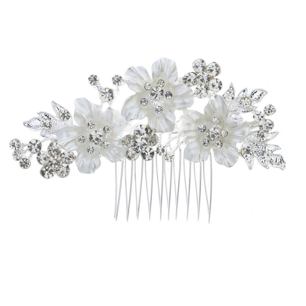 Sparkling Bridal Hair Comb Headdress Flower Hairclip Fashion Rhinestone Hairpin  Wedding