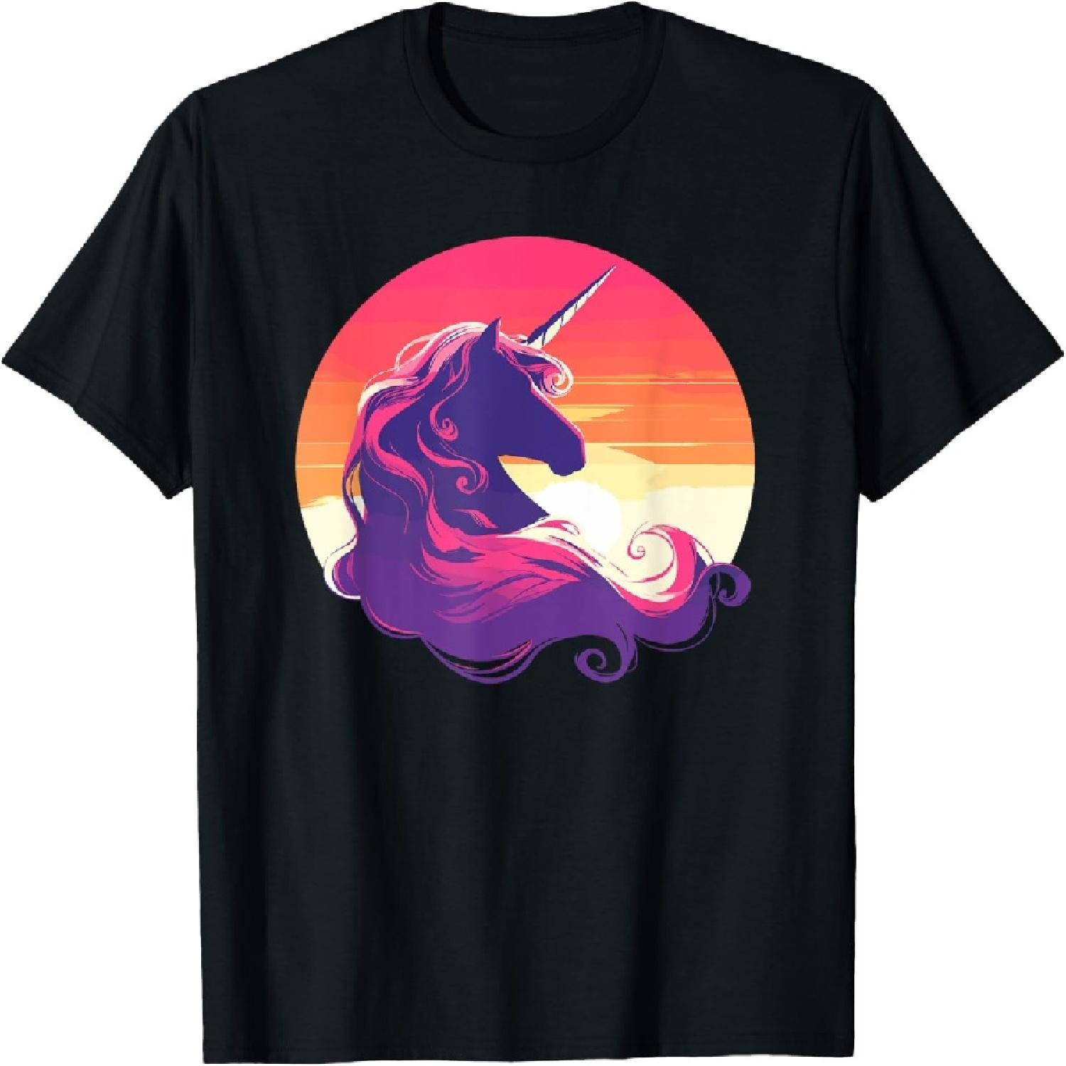 

Majestic Sunset Unicorn Art Mystical Creature Fantasy T-Shirt XXXXXL чёрный